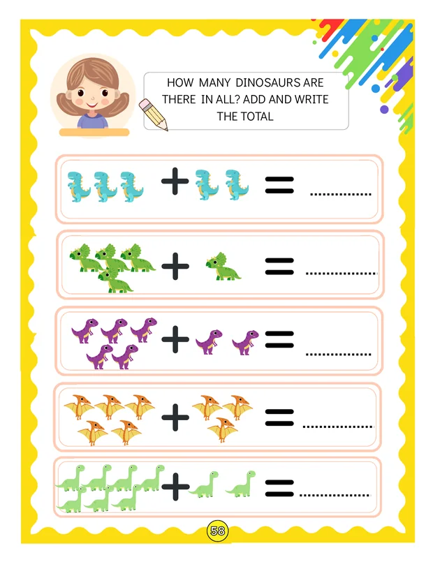 Preschool picture addition worksheet