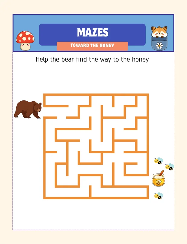 Simple maze worksheet for preschoolers